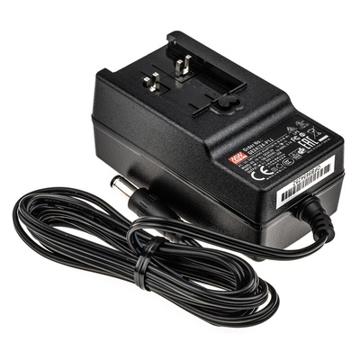 MEAN WELL 24W Plug-In AC/DC Adapter 24V dc Output, 1A Output