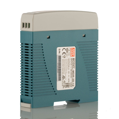 MEAN WELL MDR Switch Mode DIN Rail Power Supply, 85 → 264V ac ac Input, 12V dc dc Output, 1.67A Output, 20W