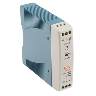 MEAN WELL MDR Switch Mode DIN Rail Power Supply, 85 → 264V ac ac Input, 24V dc dc Output, 1A Output, 20W