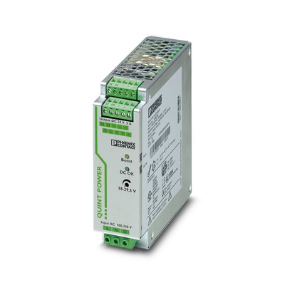 Phoenix Contact QUINT-PS/1AC/24DC/5 Switch Mode DIN Rail Power Supply, 85 → 264V ac ac Input, 24V dc dc Output,