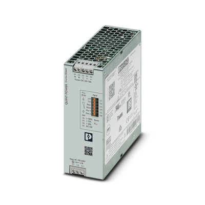 Phoenix Contact QUINT4-PS/1AC/24DC/10 Switch Mode DIN Rail Power Supply, 230V ac ac Input, 24V dc dc Output, 10A