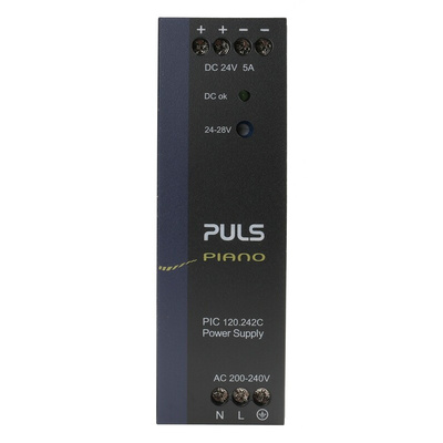 PULS PIANO Switch Mode DIN Rail Power Supply, 230V ac, 24V dc dc Output, 5A Output, 120W
