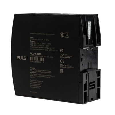PULS PIANO Switch Mode DIN Rail Power Supply, 230V ac, 24V dc dc Output, 10A Output, 240W