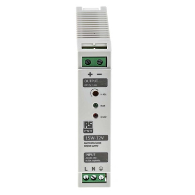 RS PRO Switch Mode DIN Rail Power Supply, 230V ac, 12V dc dc Output, 1.2A Output, 15W