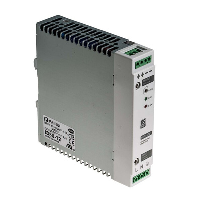 RS PRO Switch Mode DIN Rail Power Supply, 230V ac, 12V dc dc Output, 4.2A Output, 50W