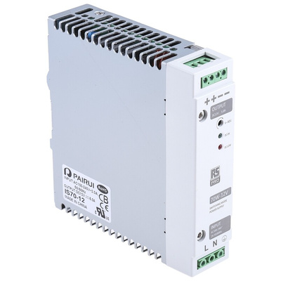 RS PRO Switch Mode DIN Rail Power Supply, 230V ac, 12V dc dc Output, 5A Output, 70W