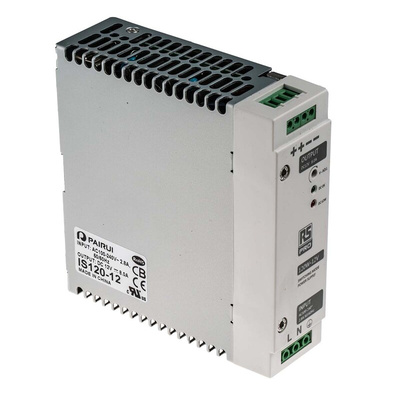 RS PRO Switch Mode DIN Rail Power Supply, 230V ac, 12V dc dc Output, 8A Output, 120W