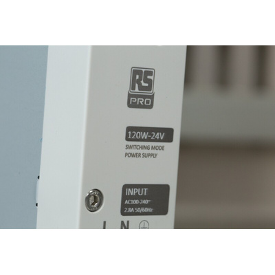 RS PRO Switch Mode DIN Rail Power Supply, 230V ac, 24V dc dc Output, 5A Output, 120W