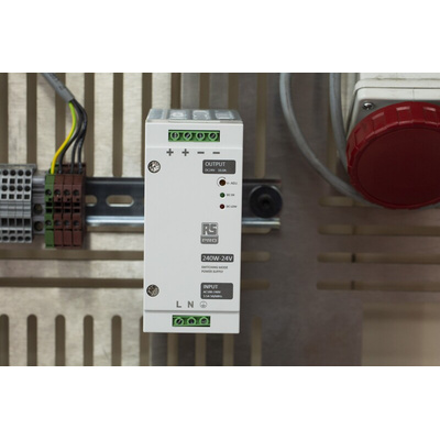 RS PRO Switch Mode DIN Rail Power Supply, 230V ac, 24V dc dc Output, 10A Output, 240W