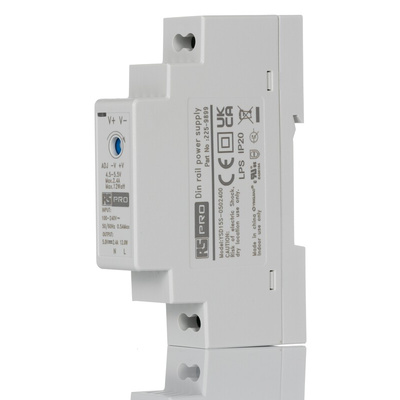 RS PRO DIN Rail Power Supply, 90 → 264V ac ac Input, 5V dc Output, 2.4A Output