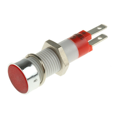 Signal Construct Red Indicator, Tab Termination, 12 → 14 V, 8mm Mounting Hole Size