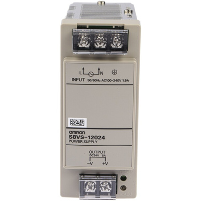 Omron S8VS Switch Mode DIN Rail Power Supply, 85 → 264V ac ac Input, 24V dc dc Output, 5A Output, 120W