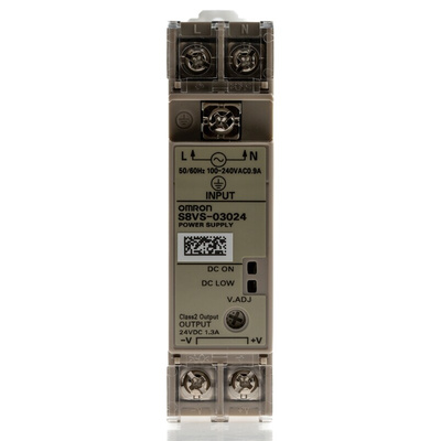 Omron S8VS Switch Mode DIN Rail Power Supply, 85 → 264V ac ac Input, 24V dc dc Output, 1.3A Output, 30W