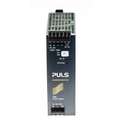 PULS DIMENSION Q Switch Mode DIN Rail Power Supply, 100 → 240V ac ac, dc Input, 24V dc dc Output, 5A Output, 120W