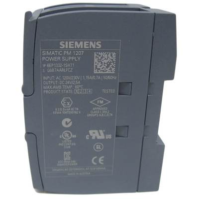 Siemens SIMATIC S7-1200 Switch Mode DIN Rail Power Supply, 85 → 132V ac ac Input, 24V dc dc Output, 2.5A Output,