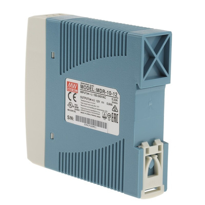 MEAN WELL MDR Switch Mode DIN Rail Power Supply, 85 → 264V ac ac Input, 12V dc dc Output, 840mA Output, 10W