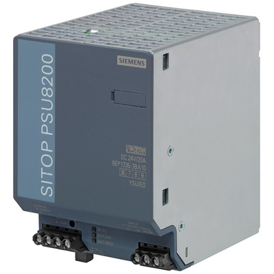 Siemens SITOP PSU8200 Switch Mode DIN Rail Power Supply, 85 → 275V ac ac, dc Input, 24V dc dc Output, 20A