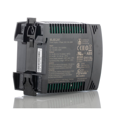 PULS MiniLine MLY DIN Rail Power Supply, 100 → 240V ac ac, dc Input, 24V dc dc Output, 2.5A Output, 60W