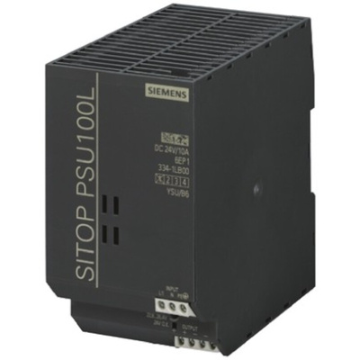 Siemens SITOP PSU100L Switch Mode DIN Rail Power Supply, 93 → 132V ac ac Input, 24V dc dc Output, 10A Output,