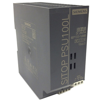 Siemens SITOP PSU100L Switch Mode DIN Rail Power Supply, 93 → 132V ac ac Input, 24V dc dc Output, 5A Output, 120W