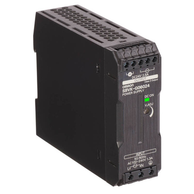Omron S8VK-G Switch Mode DIN Rail Power Supply, 85 → 264V ac ac, dc Input, 24V dc dc Output, 2.5A Output, 60W