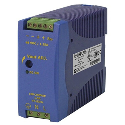 Chinfa DRAN60 DIN Rail Power Supply, 85 → 264V ac ac Input, 12V dc dc Output, 5A Output, 60W