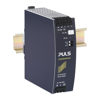 PULS DIMENSION DIN Rail Power Supply, 100 → 240V ac ac, dc Input, 24V dc dc Output, 10A Output, 240W