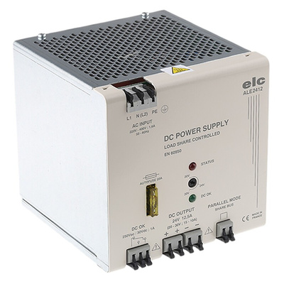 ELC DIN Rail Power Supply, 190 → 440V ac ac Input, 24V dc dc Output, 12.5A Output, 300W