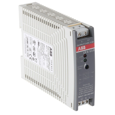 ABB CP-E Switch Mode DIN Rail Power Supply, 90 → 264V ac ac, dc Input, 5V dc dc Output, 3A Output, 15W