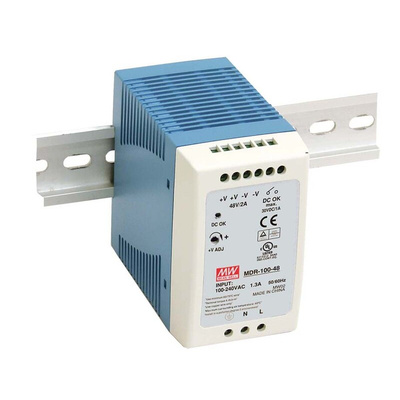 MEAN WELL MDR Switch Mode DIN Rail Power Supply, 85 → 264V ac ac Input, 12V dc dc Output, 7.5A Output, 100W