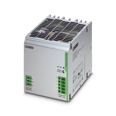 Phoenix Contact TRIO-PS/1AC/48DC/10 Switch Mode DIN Rail Power Supply, 85 → 264V ac ac Input, 48V dc dc Output,