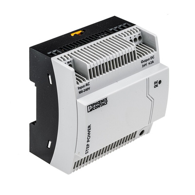 Phoenix Contact STEP-PS/1AC/24DC/4 Switch Mode DIN Rail Power Supply, 85 → 264V ac ac Input, 24V dc dc Output,