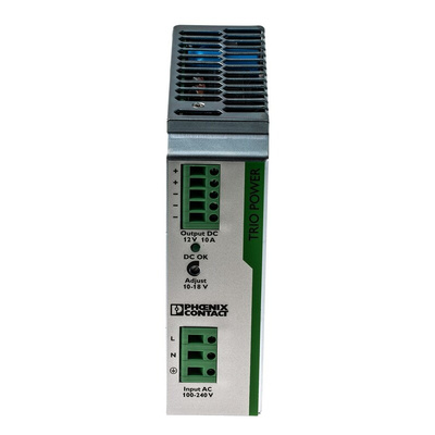 Phoenix Contact TRIO-PS/1AC/12DC/10 Switch Mode DIN Rail Power Supply, 85 → 264V ac ac Input, 12V dc dc Output,