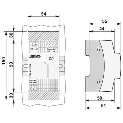 Phoenix Contact STEP-PS/1AC/12DC/3 Switch Mode DIN Rail Power Supply, 85 → 264V ac ac Input, 12V dc dc Output,