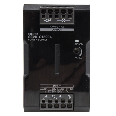 Omron S8VK-S DIN Rail Power Supply, 85 → 264V ac ac, dc Input, 24V dc dc Output, 5A Output, 120W