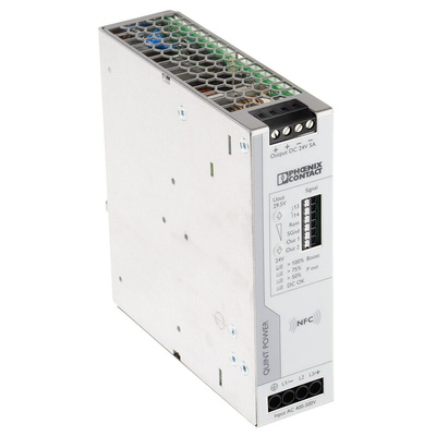 Phoenix Contact QUINT4-PS/3AC/24DC/5 Switch Mode DIN Rail Power Supply, 400V ac ac Input, 24V dc dc Output, 5A Output,
