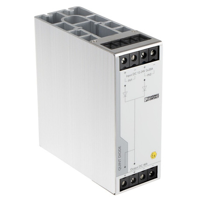 Phoenix Contact QUINT4-DIODE/12-24DC/2X20/1X40 DIN Rail Power Supply, 24V dc dc Input, 40A Output