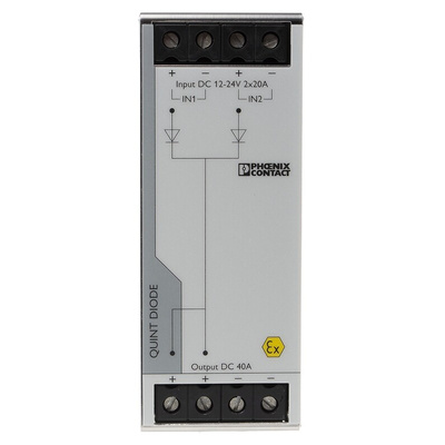 Phoenix Contact QUINT4-DIODE/12-24DC/2X20/1X40 DIN Rail Power Supply, 24V dc dc Input, 40A Output