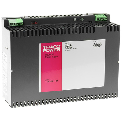 TRACOPOWER TIS Switch Mode DIN Rail Power Supply, 93 → 132V ac ac Input, 24V dc dc Output, 24A Output, 600W