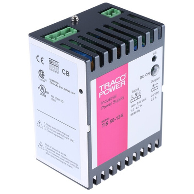 TRACOPOWER TIS Switch Mode DIN Rail Power Supply, 93 → 264V ac ac Input, 24V dc dc Output, 2A Output, 50W