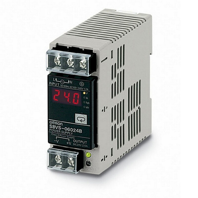Omron S8VS Switch Mode DIN Rail Power Supply, 85 → 264V ac ac Input, 24V dc dc Output, 2.5A Output, 60W