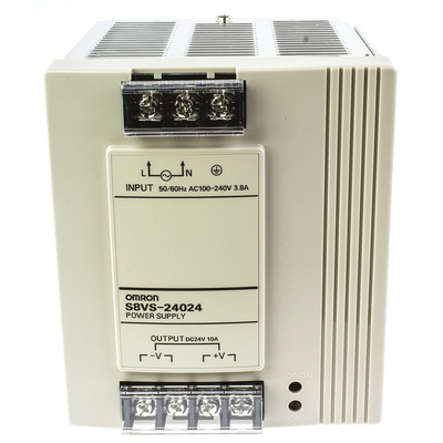 Omron S8VS Switch Mode DIN Rail Power Supply, 85 → 264V ac ac Input, 24V dc dc Output, 10A Output, 240W