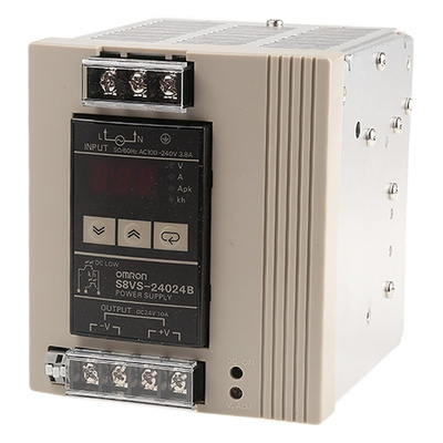 Omron S8VS Switch Mode DIN Rail Power Supply, 85 → 264V ac ac Input, 24V dc dc Output, 10A Output, 240W