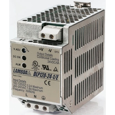 TDK-Lambda DLP Switch Mode DIN Rail Power Supply, 85 → 265V ac ac, dc Input, 24V dc dc Output, 10A Output, 240W