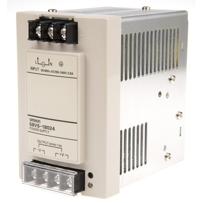Omron S8VS Switch Mode DIN Rail Power Supply, 85 → 264V ac ac Input, 24V dc dc Output, 7.5A Output, 180W