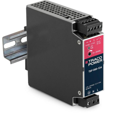 TRACOPOWER TSP Switch Mode DIN Rail Power Supply, 85 → 264V ac ac Input, 24V dc dc Output, 3.75A Output, 90W