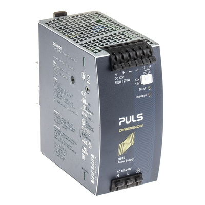 PULS DIMENSION Q Switch Mode DIN Rail Power Supply, 100 → 240V ac ac, dc Input, 12V dc dc Output, 15A Output,