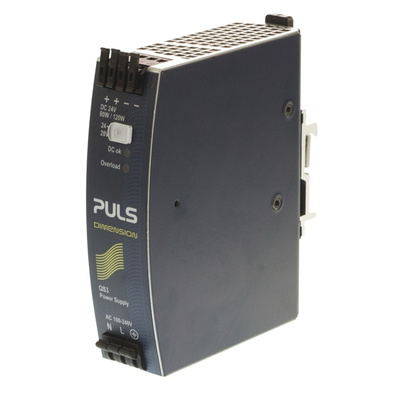 PULS DIMENSION Q Switch Mode DIN Rail Power Supply, 100 → 240V ac ac, dc Input, 24V dc dc Output, 3.4A Output,