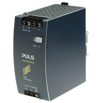 PULS DIMENSION C-Line Switch Mode DIN Rail Power Supply, 100 → 120V ac ac Input, 24V dc dc Output, 10A Output,
