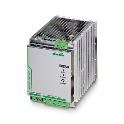 Phoenix Contact QUINT-PS/3AC/24DC/40 Switch Mode DIN Rail Power Supply, 400V ac ac Input, 24V dc dc Output, 40A Output,